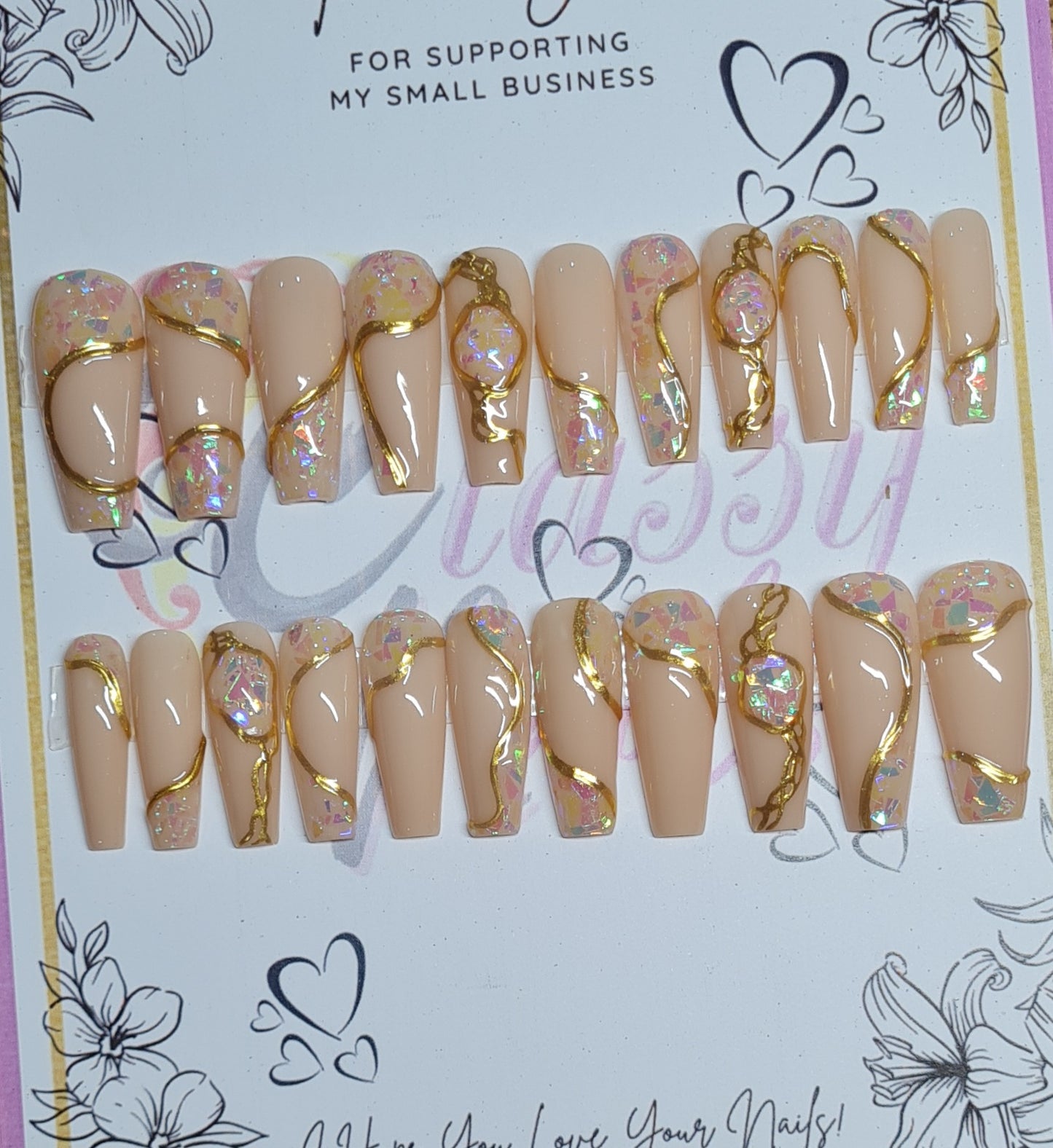 Platinum Press On Nails Set #03 LONG