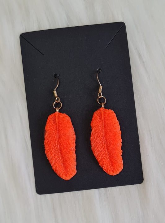 Earring #18 - Orange Feather Earrings