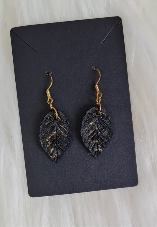 Earring #04 - Black & Gold Leaf Earrings