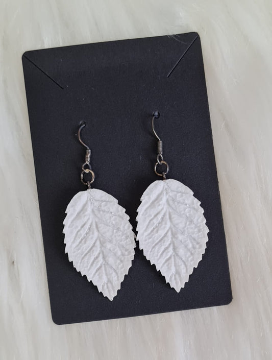 Earring #05 - White Leaf Earrings (Big)