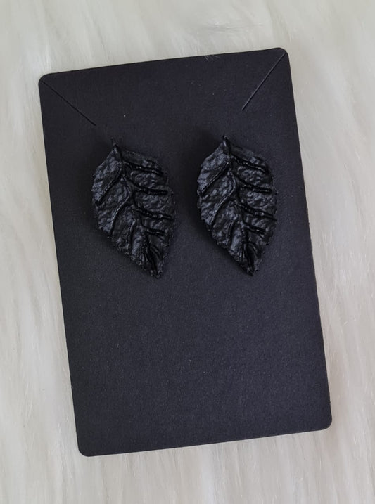 Earring #06 - Black Leaf Stud Earrings