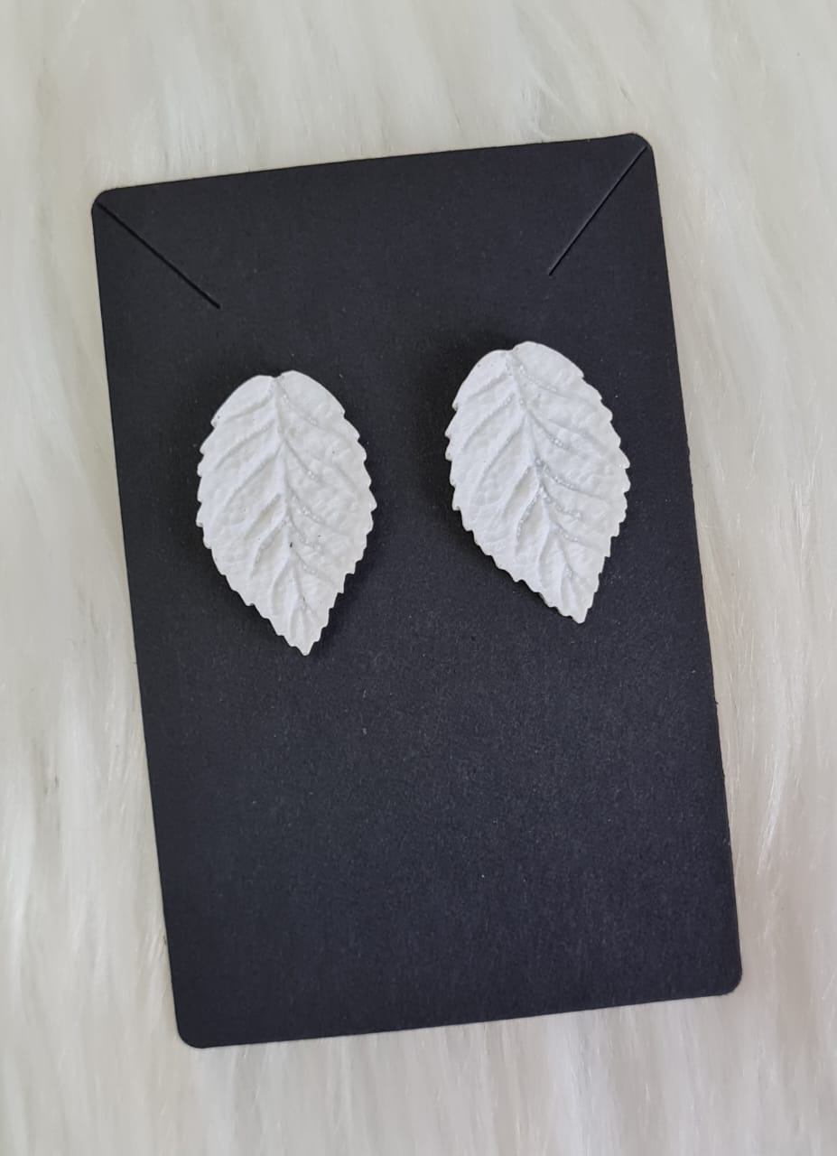 Earring #07 - White Leaf Stud Earrings