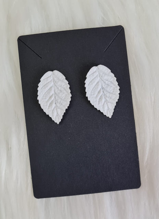 Earring #07 - White Leaf Stud Earrings