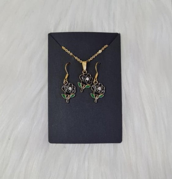 Jewelry Set #03 - Black Rose Jewelry Set