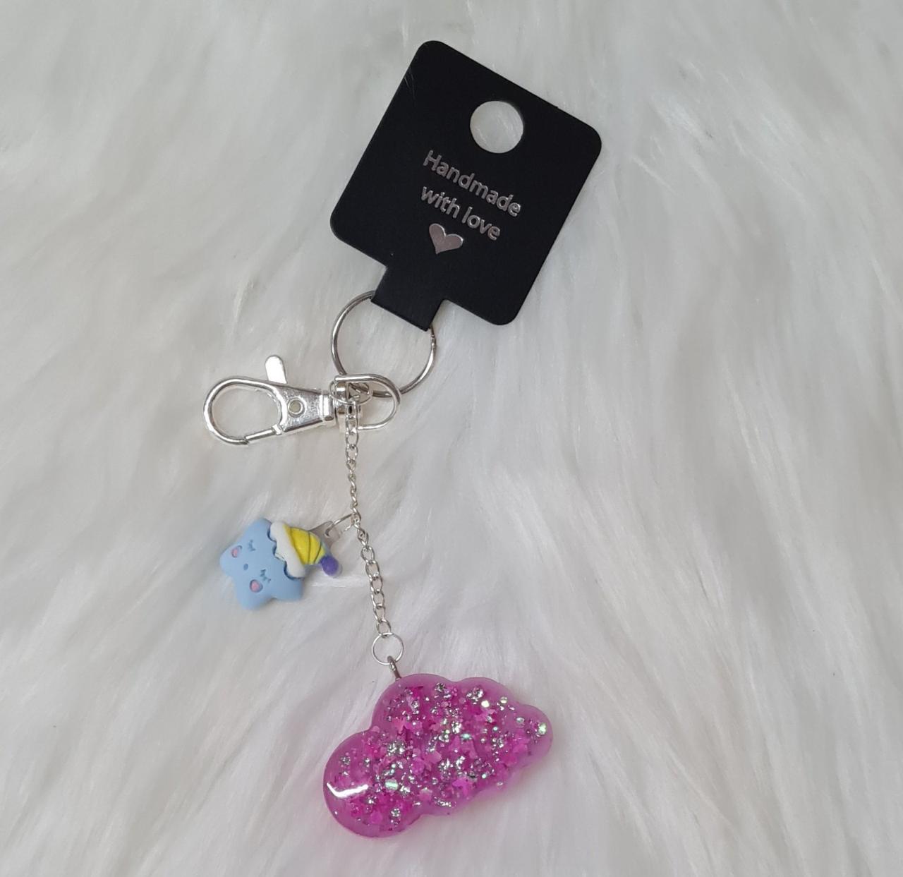 Handmade Keychain #10 - Pink Cloud Keychain