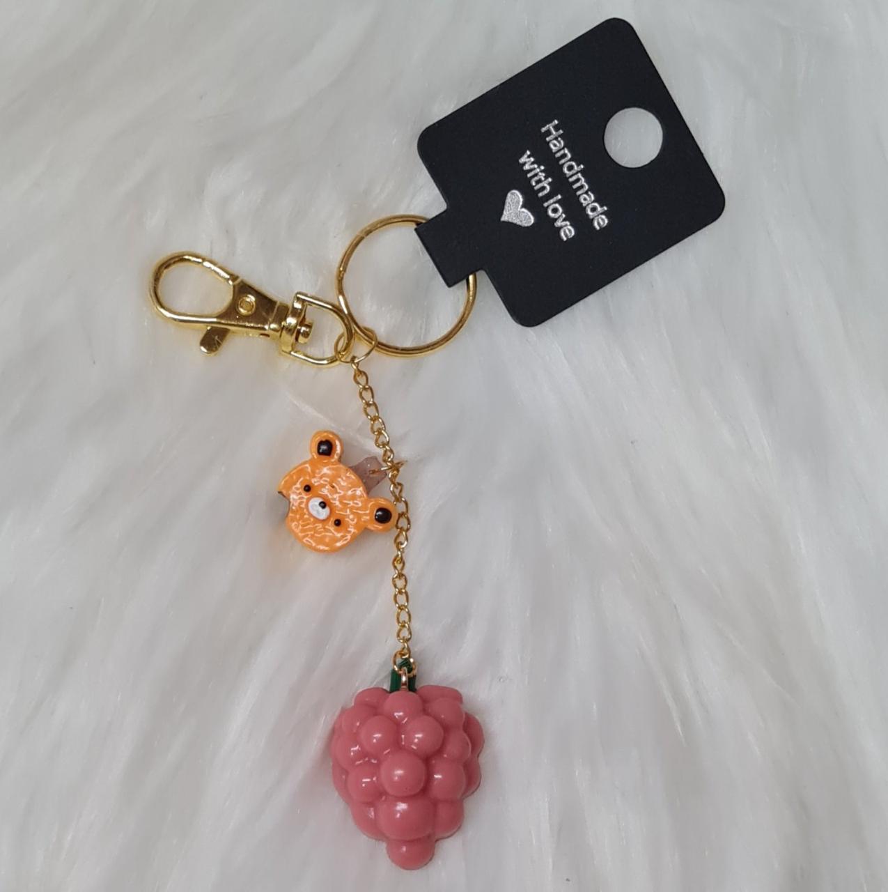 Handmade Keychain #12 - Pink Grape Keychain