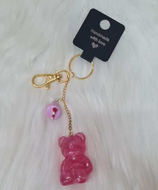 Handmade Keychain #02 - Pink Teddy Bear Keychain
