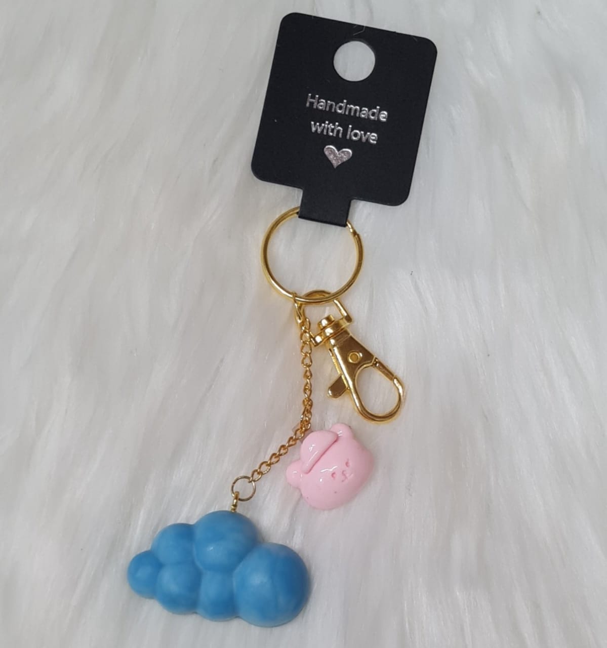 Handmade Keychain #11 - Blue Cloud Keychain