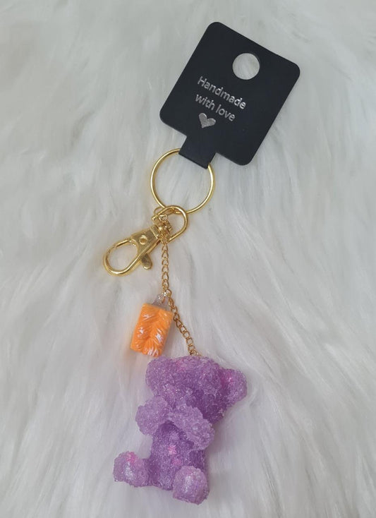 Handmade Keychain #03 - Purple Teddy Bear Keychain