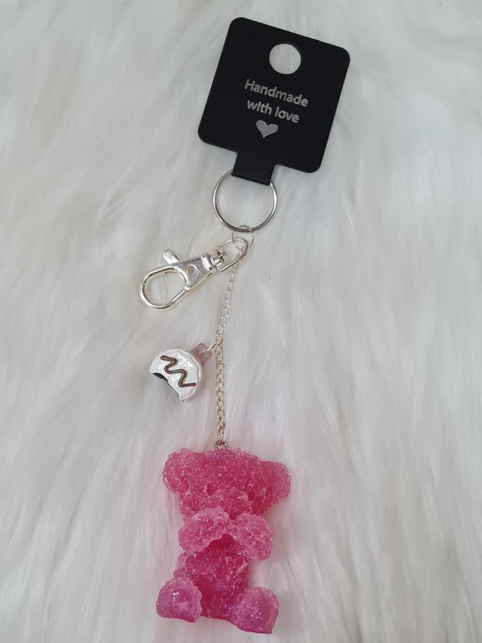 Handmade Keychain #04 - Pink Teddy Bear Keychain