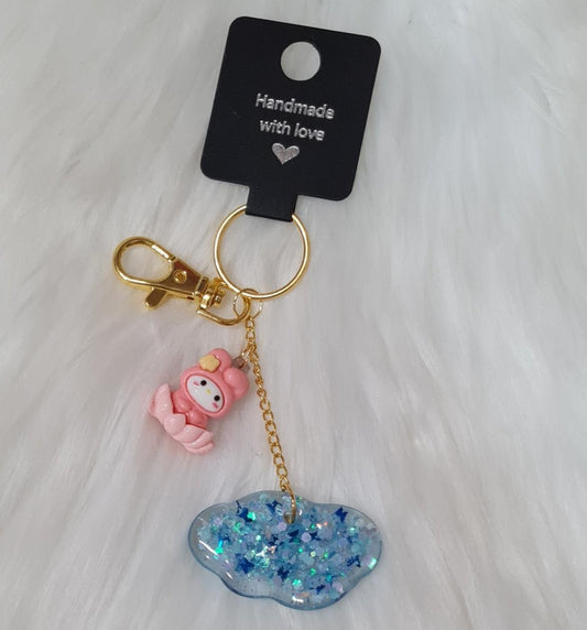 Handmade Keychain #08 - Blue Cloud Keychain