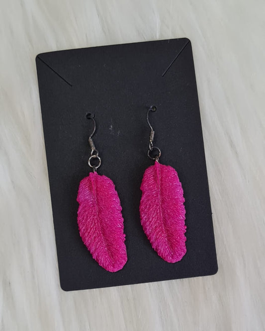 Earring #17 - Pink Feather Earrings