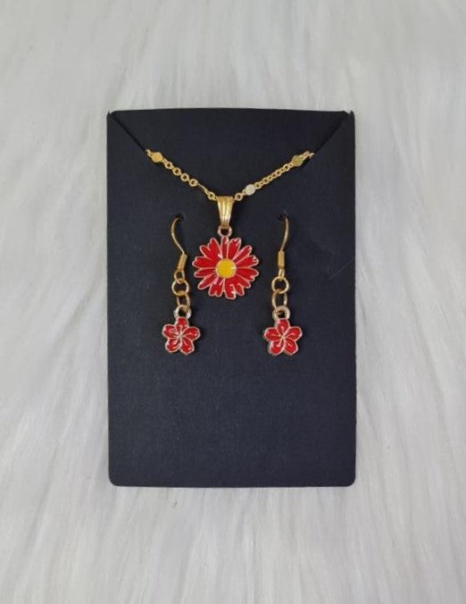 Jewelry Set #02 - Red Flower Jewelry Set