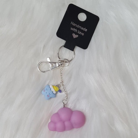 Handmade Keychain #10 - Pink Cloud Keychain