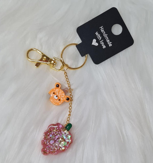 Handmade Keychain #12 - Pink Grape Keychain