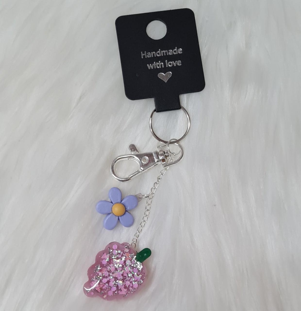 Handmade Keychain #13 - Pink Grape Keychain