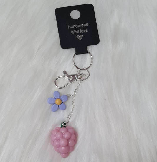 Handmade Keychain #13 - Pink Grape Keychain