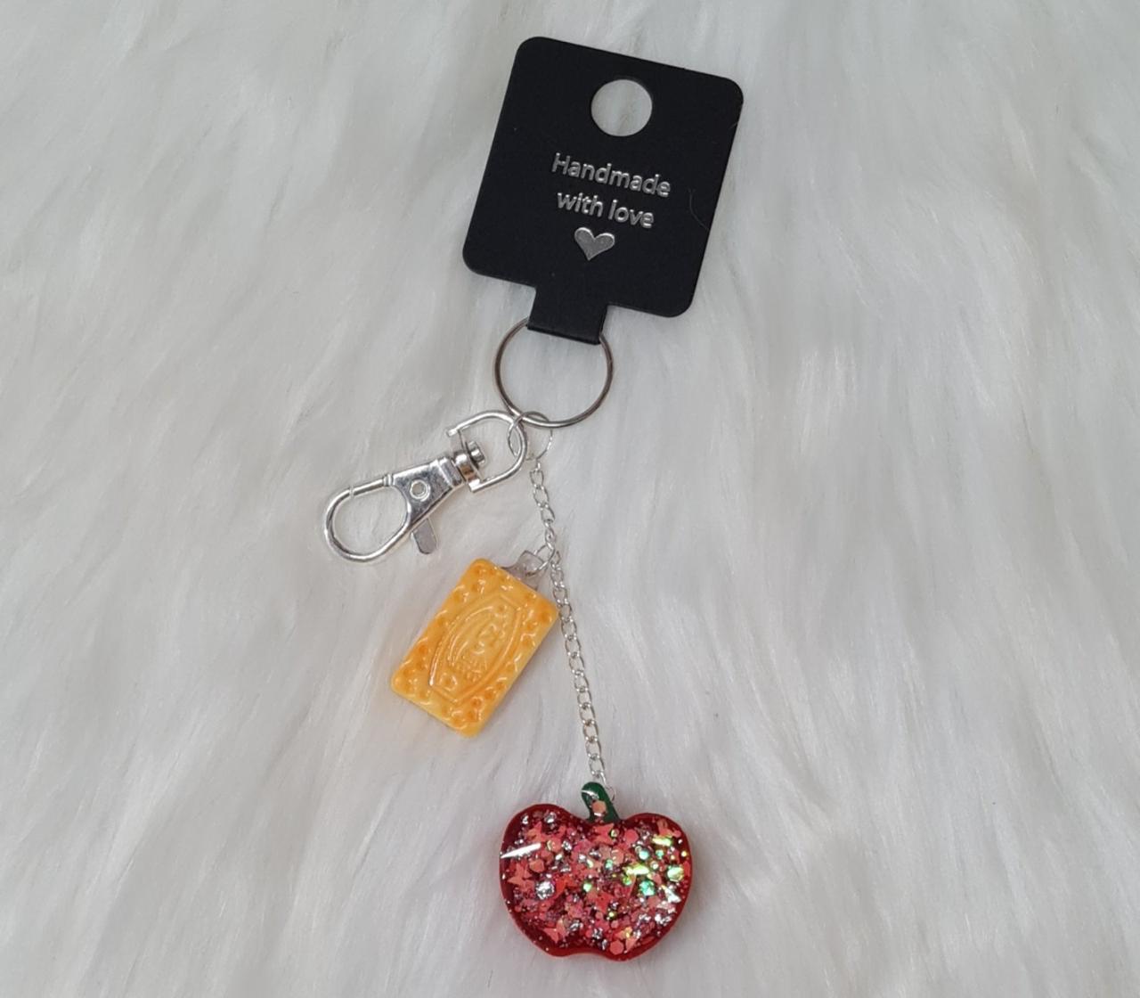 Handmade Keychain #15 - Red Apple Keychain