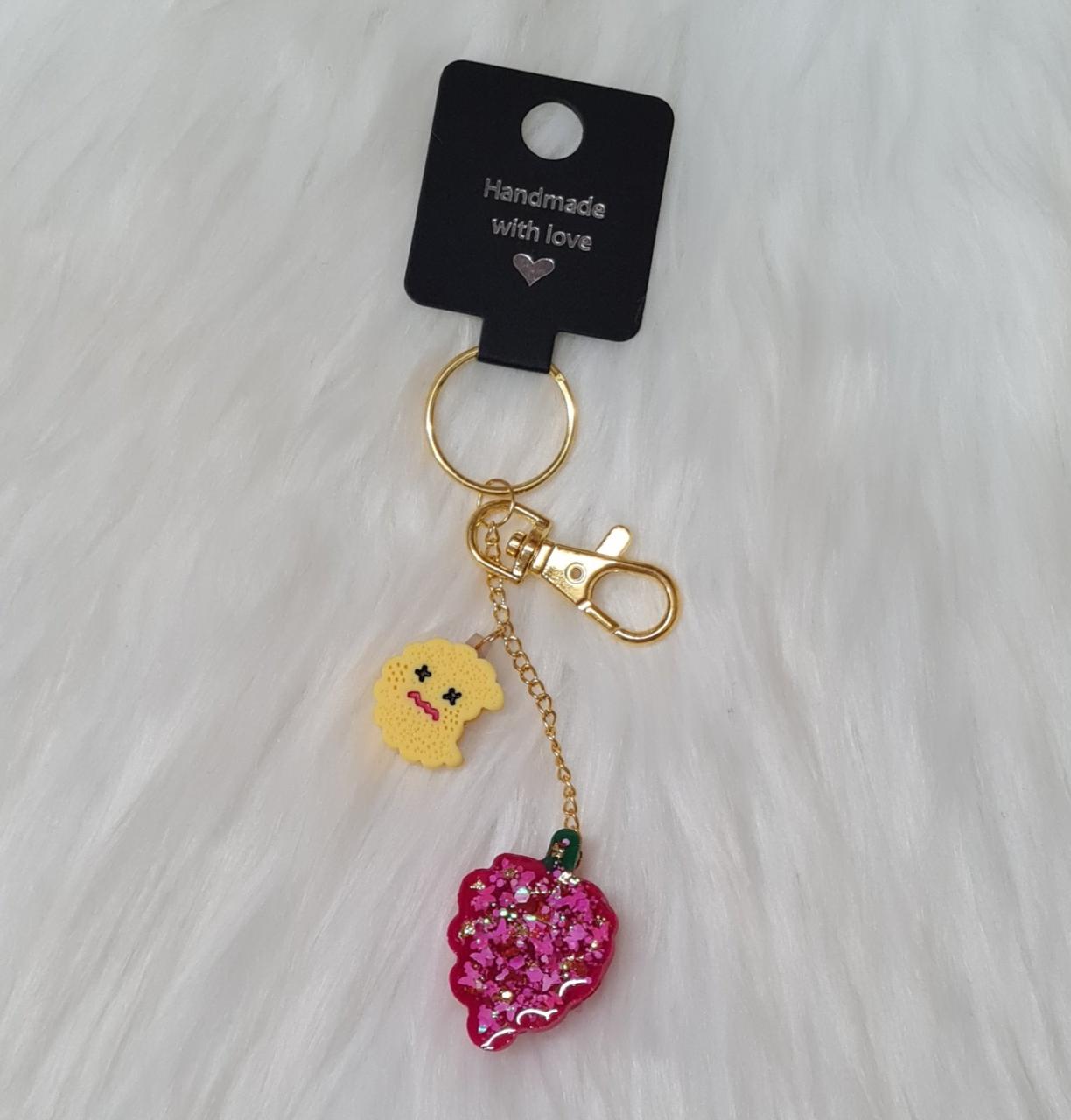 Handmade Keychain #17 - Hot Pink Grape Keychain