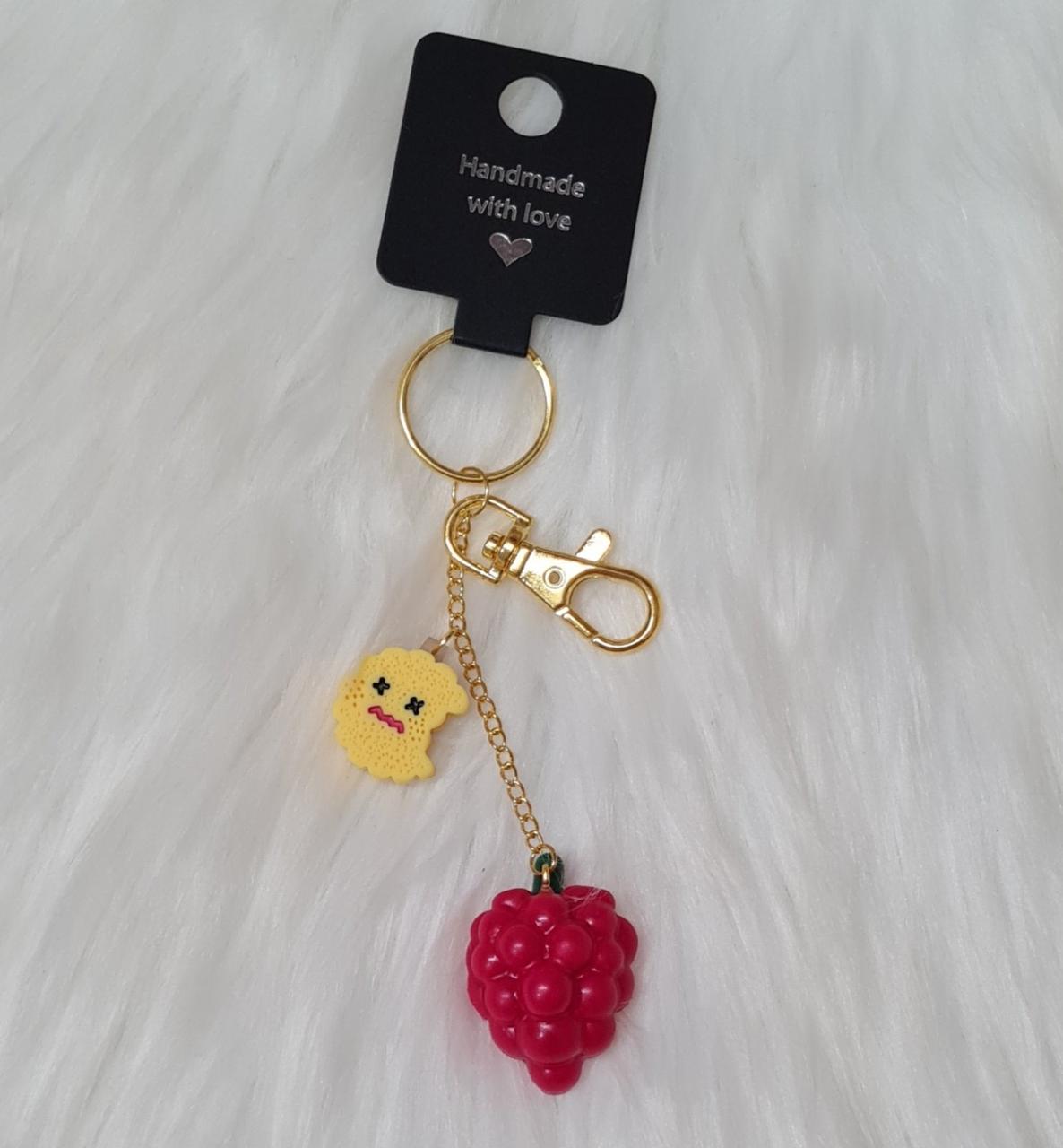 Handmade Keychain #17 - Hot Pink Grape Keychain