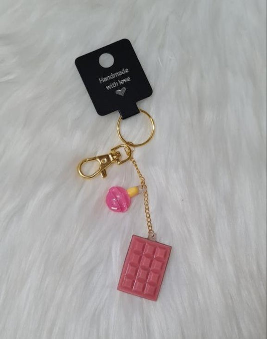 Handmade Keychain #23 - Pink Chocolate Keychain