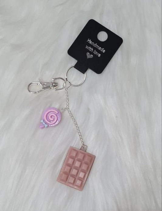 Handmade Keychain #24 - Pink Chocolate Keychain