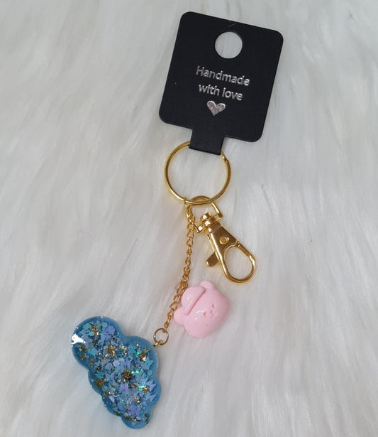 Handmade Keychain #11 - Blue Cloud Keychain