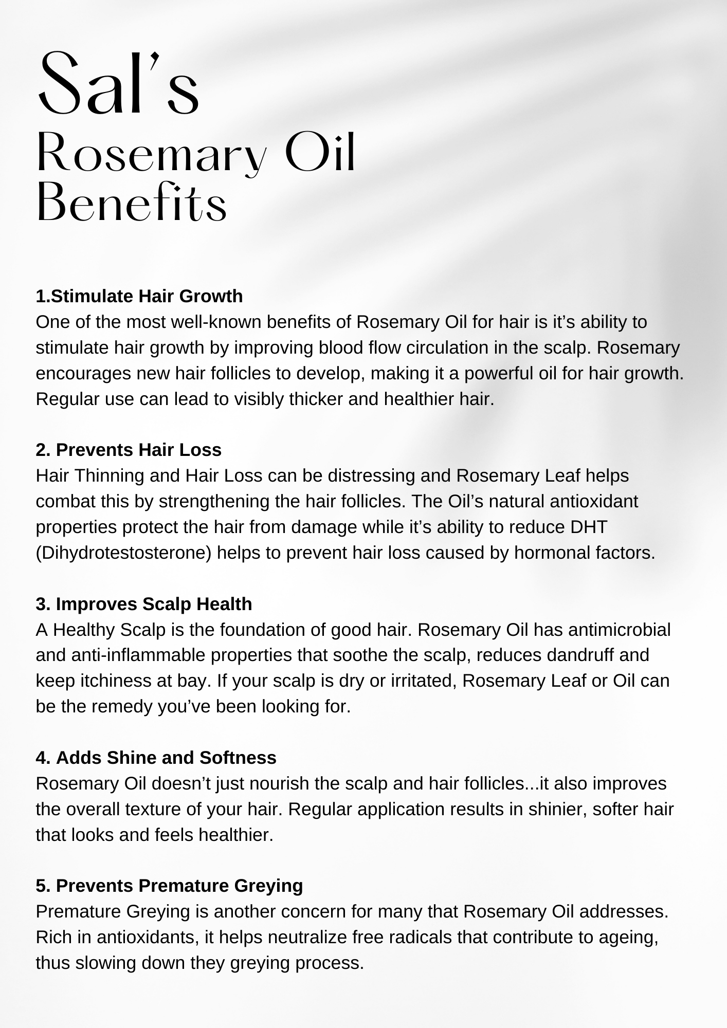 Sal's Rosemary Oil for Hair Growth